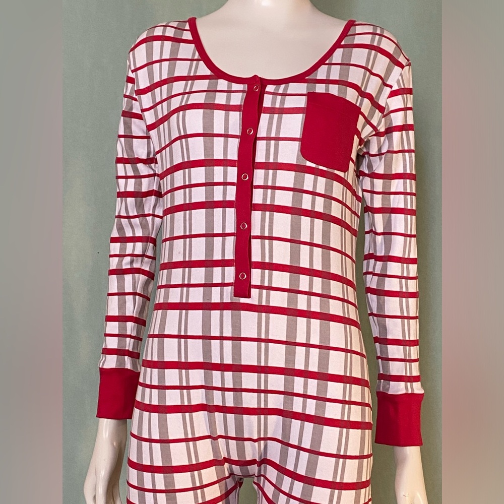 Red and White Striped Long Sleeve Onesie